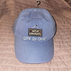Out of chocolate Life is Crap ball cap. ^